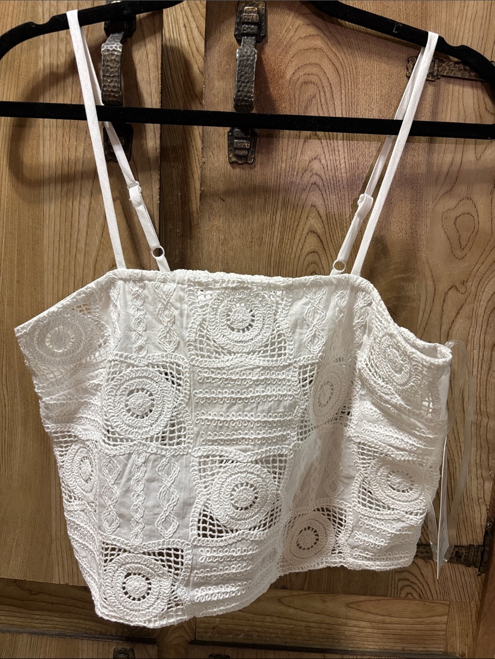 White crochet beach cover up tank top size S 4/6 womens